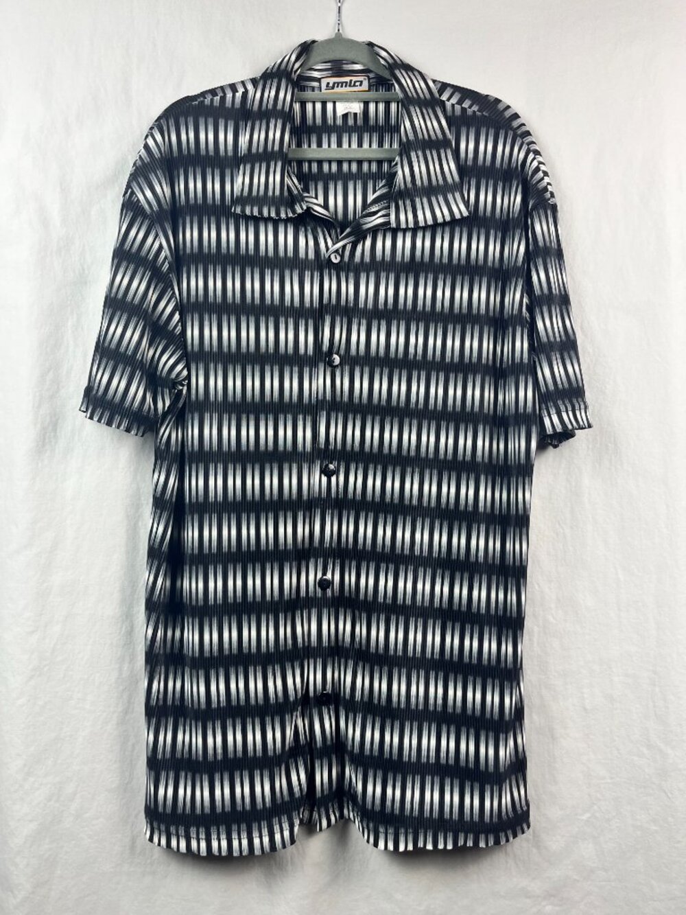 Vintage 90s Y2K YMLA Men's Trippy Indie Sleaze Rave 3D Short-Sleeve Club Shirt